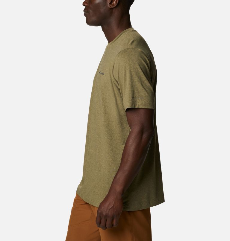 Men's Tech Trail Novelty Pocket T-Shirt, Color: Savory Heather, Stone Green