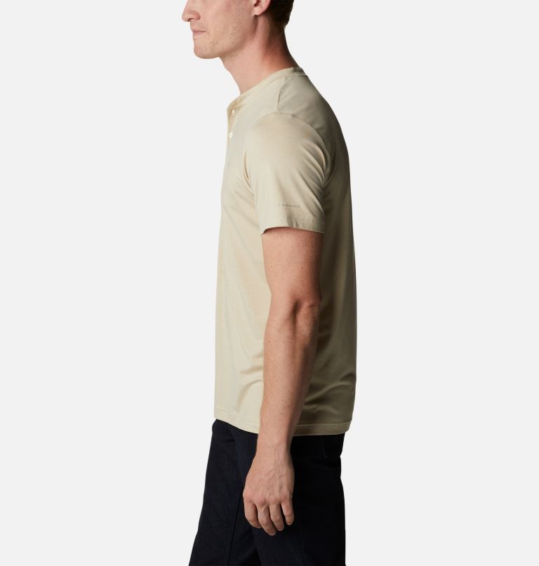 Men's Tech Trail Short Sleeve Henley, Color: Ancient Fossil Heather, image 3