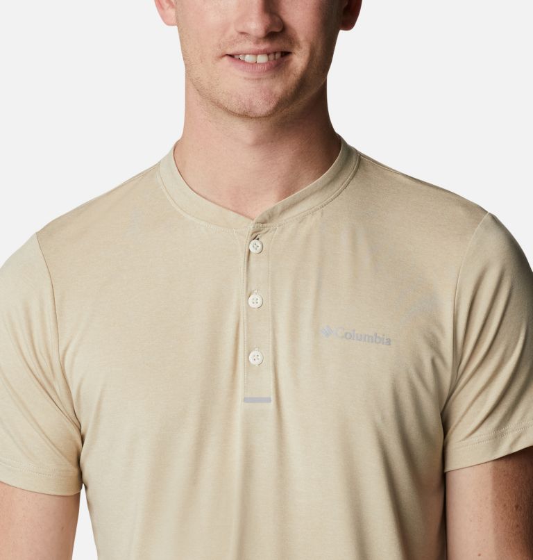 Men's Tech Trail Short Sleeve Henley, Color: Ancient Fossil Heather, image 4