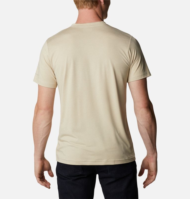 Thumbnail: Men's Tech Trail Short Sleeve Henley, Color: Ancient Fossil Heather, image 2