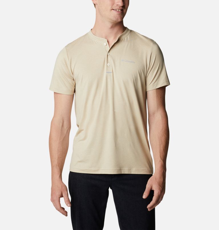 Men's Tech Trail Short Sleeve Henley, Color: Ancient Fossil Heather, image 1