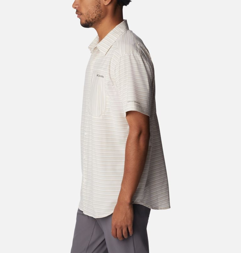 Men's Twisted Creek III Short Sleeve Shirt, Color: Ancient Fossil Basic Stripe, image 3