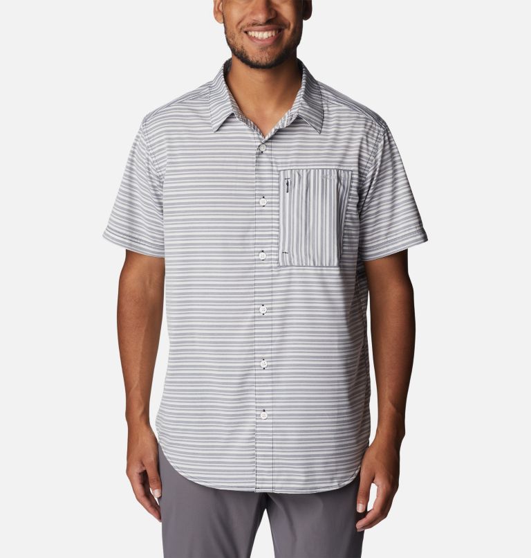 Men's Twisted Creek III Short Sleeve Shirt, Color: Collegiate Navy Basic Stripe, image 1