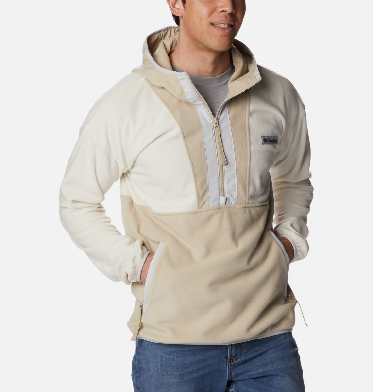 Men’s Backbowl Lite Half Zip Fleece Hoodie, Color: Chalk, Ancient Fossil, Nimbus Grey, image 5