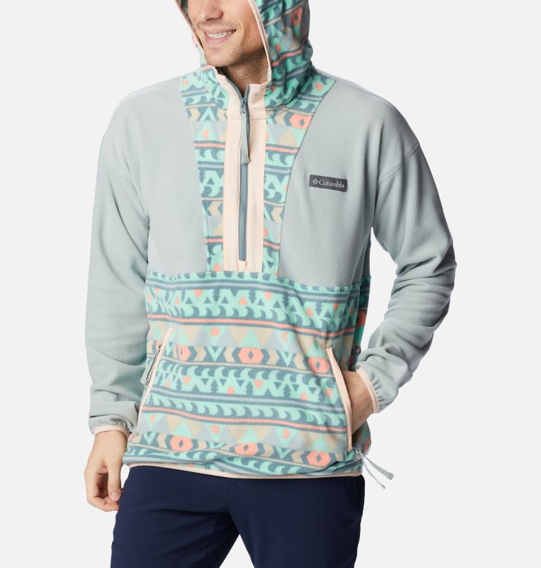 Men’s Backbowl Lite Half Zip Fleece Hoodie, Color: Niagara, Metal Camp Blanket, image 5