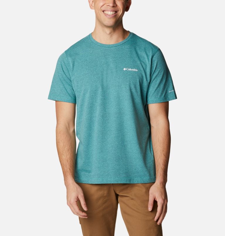 Men's Thistletown Hills Short Sleeve Shirt, Color: Electric Turquoise, Collegiate Navy, image 1