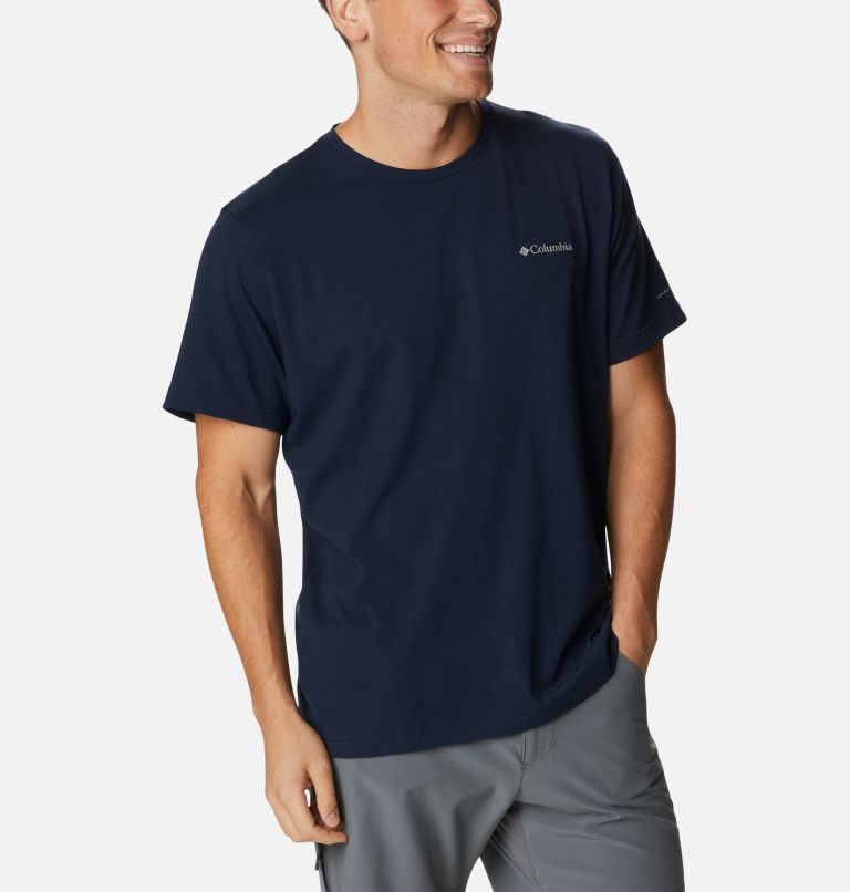 Thumbnail: Men's Thistletown Hills Short Sleeve Shirt, Color: Collegiate Navy Heather, image 5