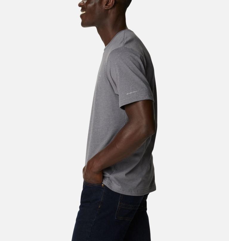 Thumbnail: Men's Thistletown Hills Short Sleeve Shirt - Tall, Color: City Grey Heather, image 3