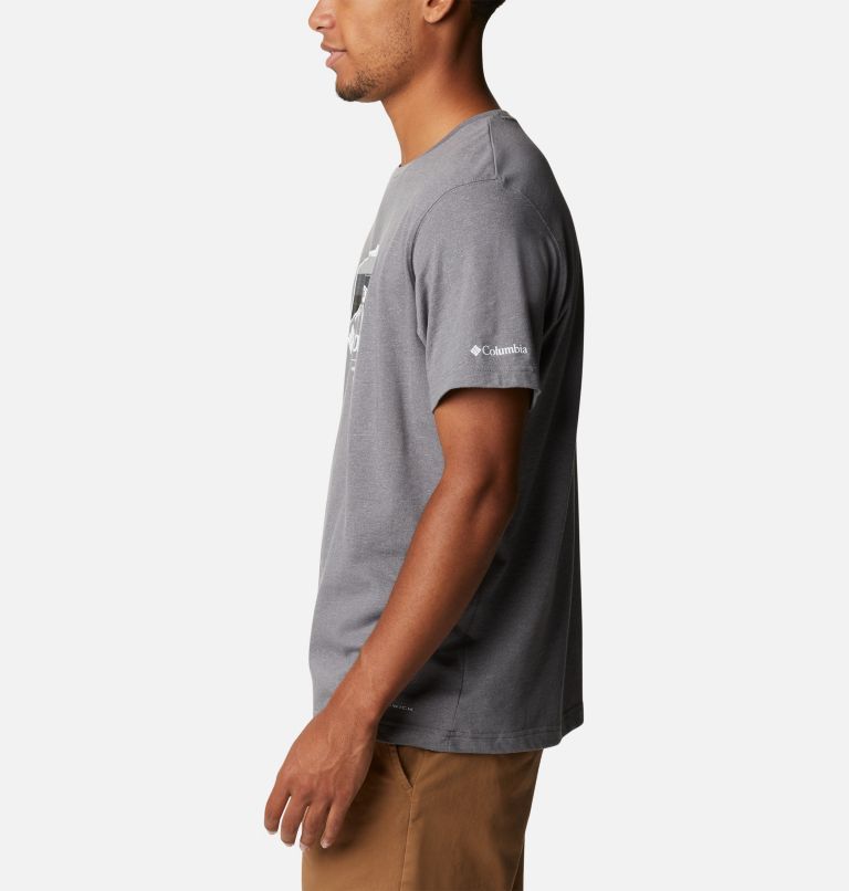 Thumbnail: Men’s Thistletown Hills Graphic T-shirt, Color: City Grey Heather, Hikers Graphic, image 3