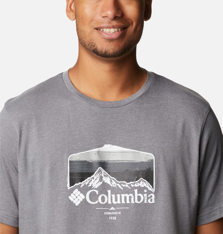 Thumbnail: Men’s Thistletown Hills Graphic T-shirt, Color: City Grey Heather, Hikers Graphic, image 4