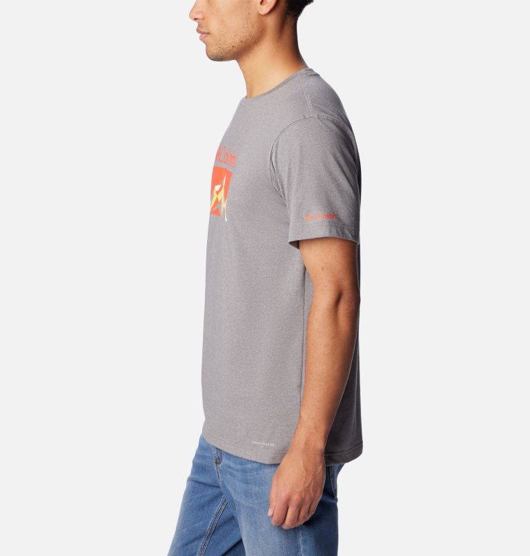 Men’s Thistletown Hills Graphic T-shirt, Color: City Grey Heather, Fractal Peaks, image 3