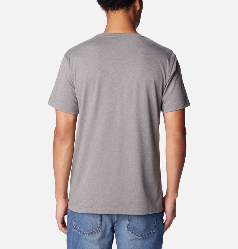 Thumbnail: Men’s Thistletown Hills Graphic T-shirt, Color: City Grey Heather, Fractal Peaks, image 2