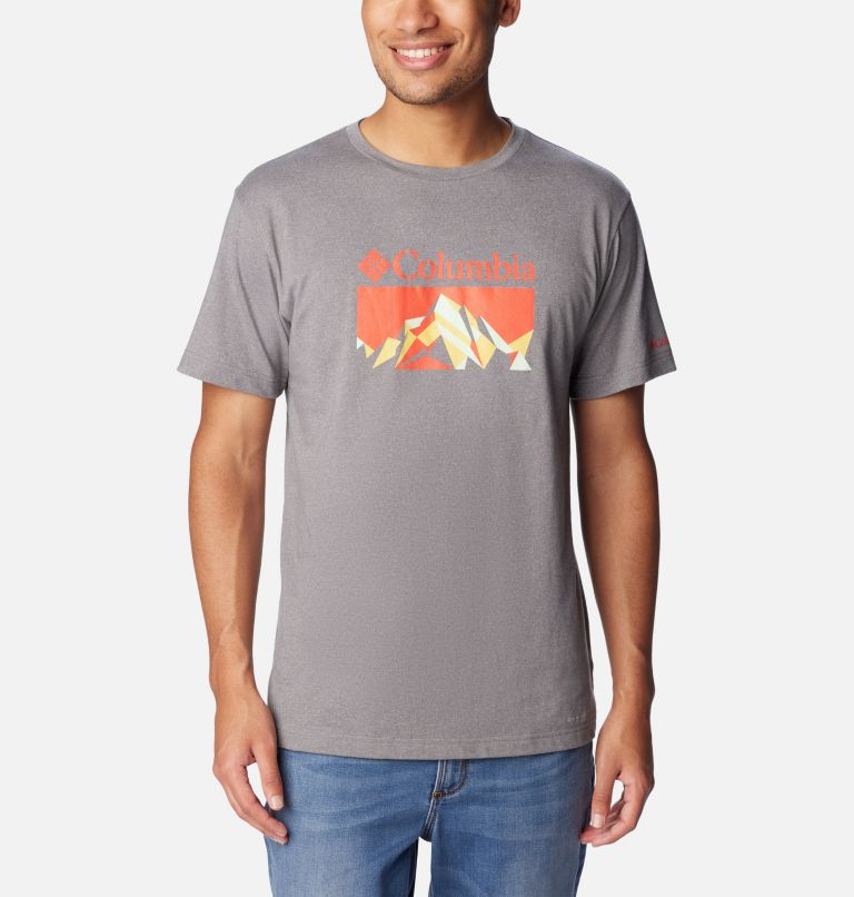 Men’s Thistletown Hills Graphic T-shirt, Color: City Grey Heather, Fractal Peaks, image 1