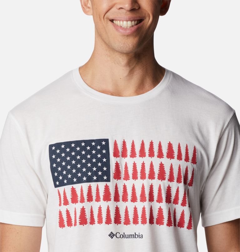 Camiseta estampada Thistletown Hills para hombre, Color: White, Treestriped Flag, image 4