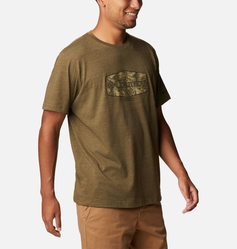 Camiseta estampada Thistletown Hills para hombre, Color: Olive Green Heather, King Palms Graphic