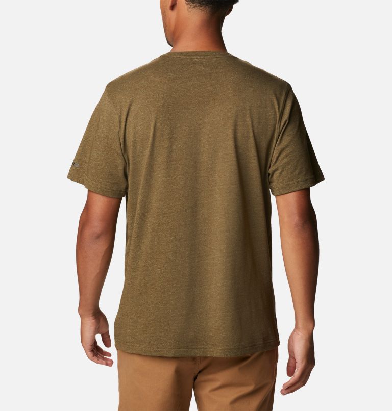 Thumbnail: Men’s Thistletown Hills Graphic T-shirt, Color: Olive Green Heather, King Palms Graphic, image 2
