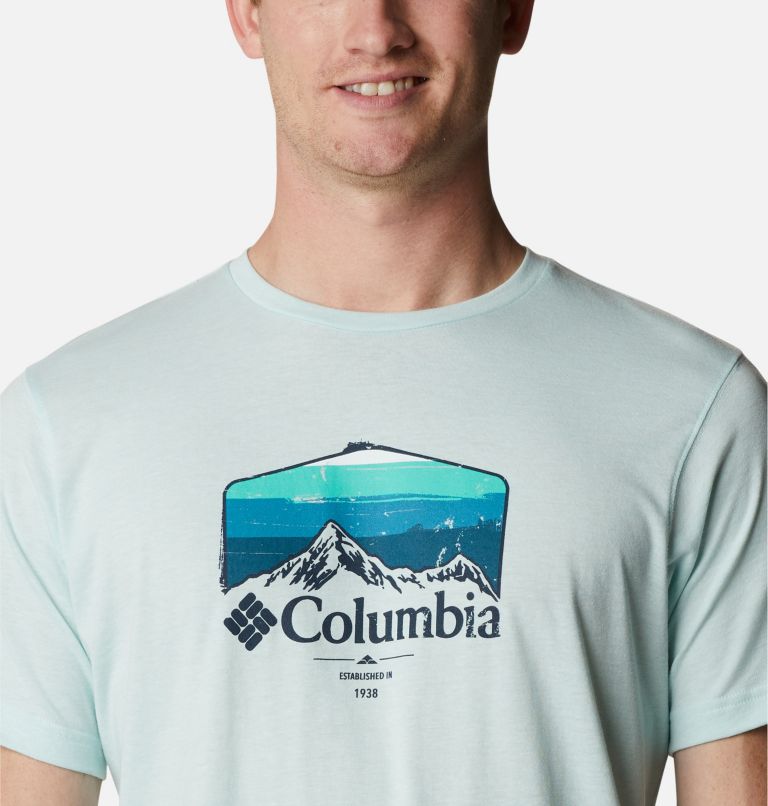 Camiseta estampada Thistletown Hills para hombre, Color: Icy Morn Heather, Hikers Graphic