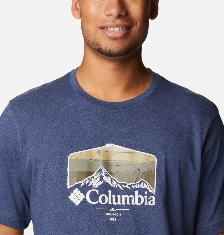 Camiseta estampada Thistletown Hills para hombre, Color: Dark Mountain Heather, Hikers Graphic