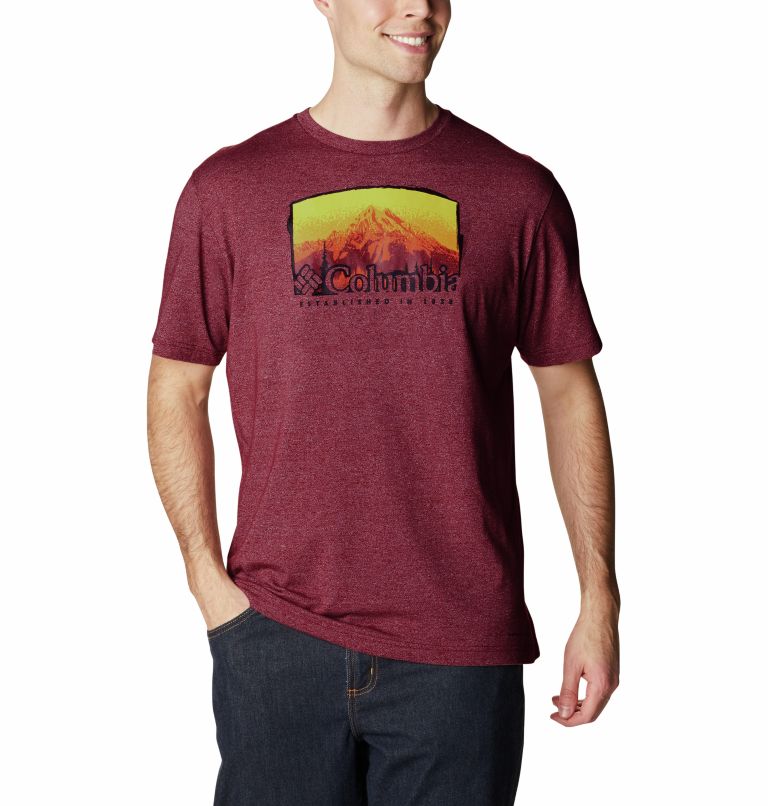 Camiseta estampada Thistletown Hills para hombre, Color: Red Jasper Heather, Foggy Haven, image 1