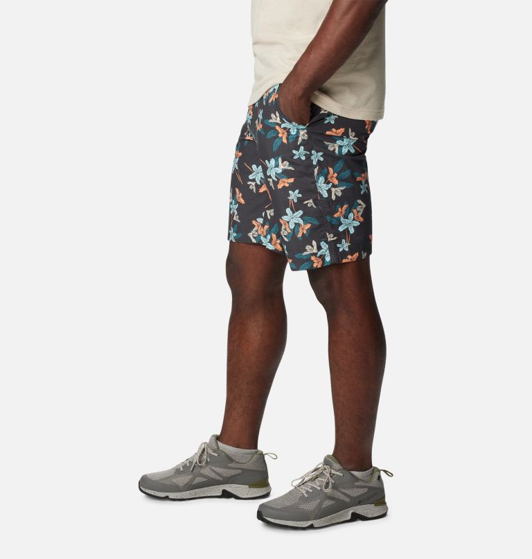 Men's Washed Out Printed Shorts, Color: Shark Tiger Lilies, image 3