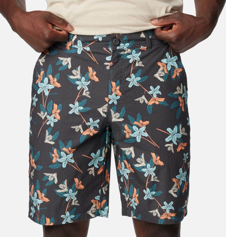 Men's Washed Out Printed Shorts, Color: Shark Tiger Lilies, image 4