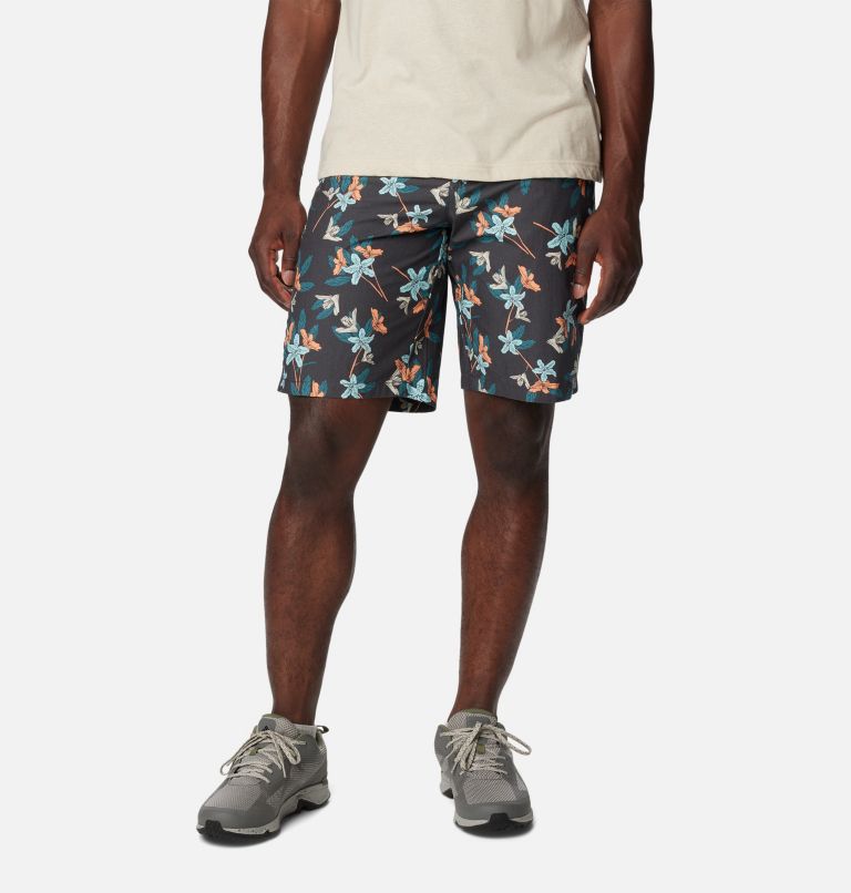 Men's Washed Out Printed Shorts, Color: Shark Tiger Lilies, image 1