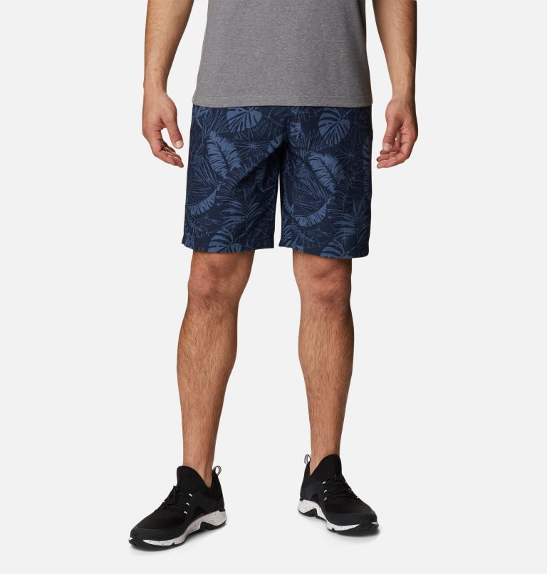 Men's Washed Out Printed Shorts, Color: Collegiate Navy King Palms Print, image 1