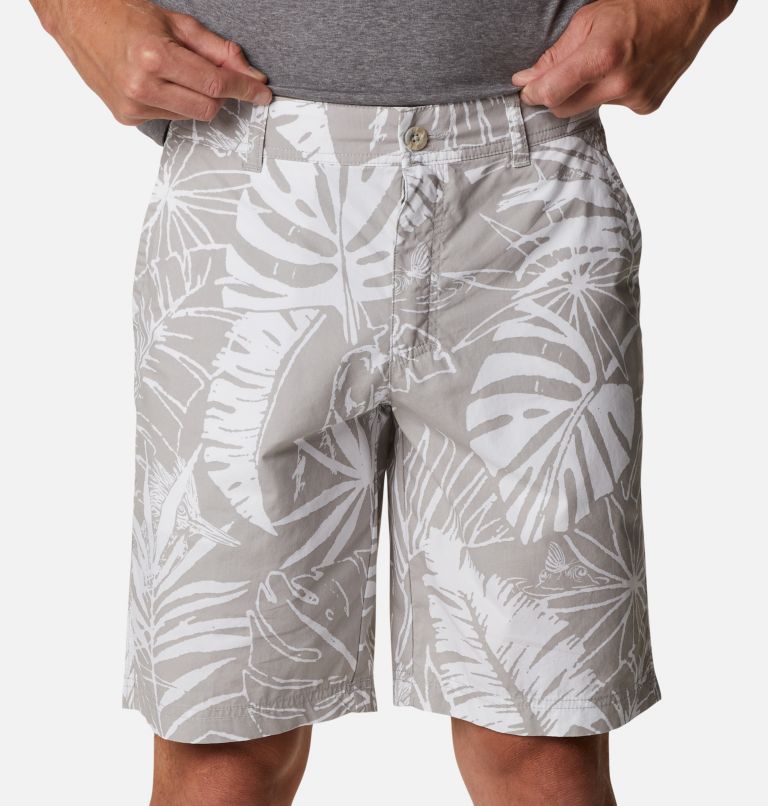 Men’s Washed Out Casual Printed Shorts, Color: Columbia Grey King Palms Print