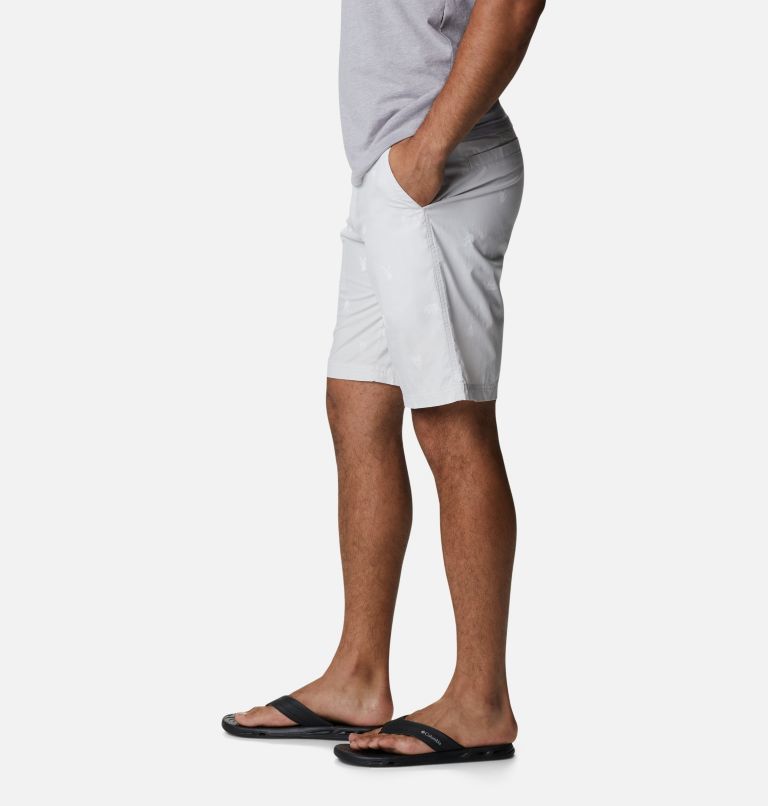 Men’s Washed Out Casual Printed Shorts, Color: Nimbus Grey Camp Social Print