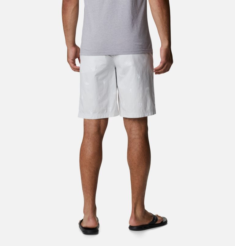Men’s Washed Out Casual Printed Shorts, Color: Nimbus Grey Camp Social Print