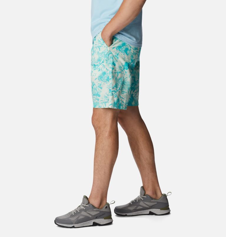Men’s Washed Out Casual Printed Shorts, Color: Ice Green Sketchy Paradise, image 3
