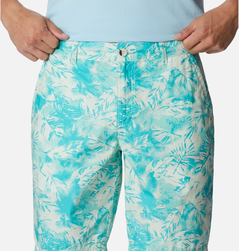 Men’s Washed Out Casual Printed Shorts, Color: Ice Green Sketchy Paradise, image 4