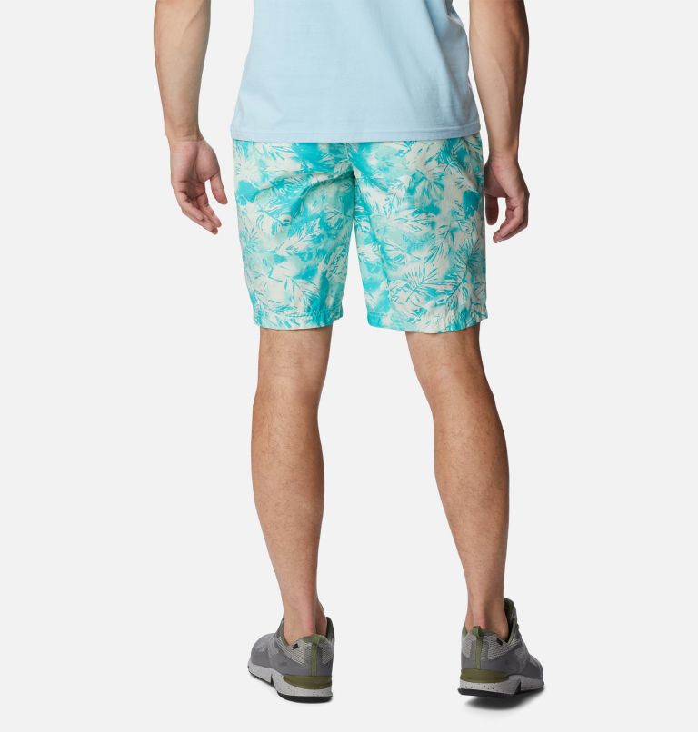 Men’s Washed Out Casual Printed Shorts, Color: Ice Green Sketchy Paradise, image 2