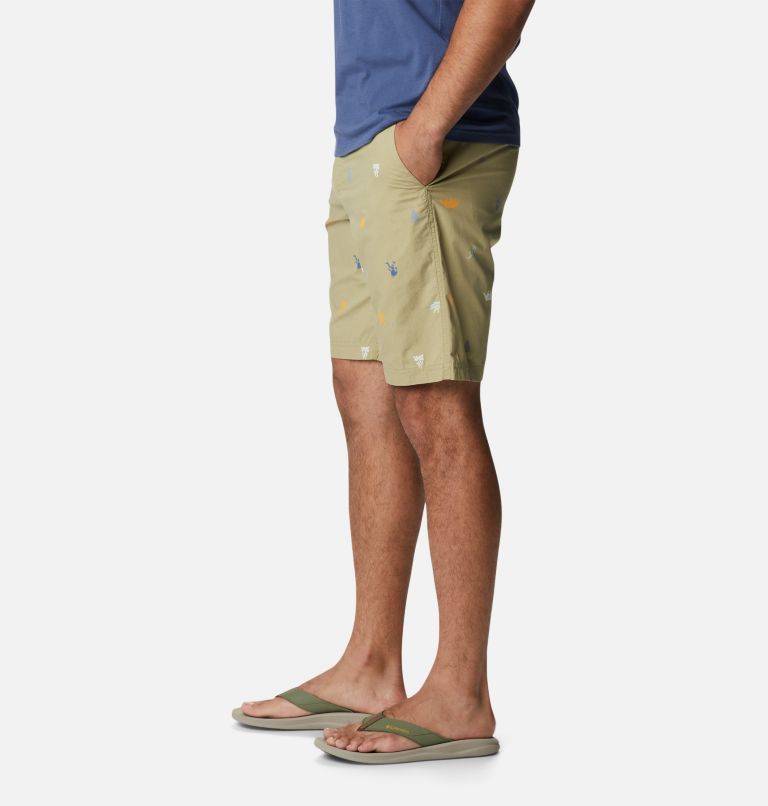 Men’s Washed Out Casual Printed Shorts, Color: Savory Camp Social Multi Print