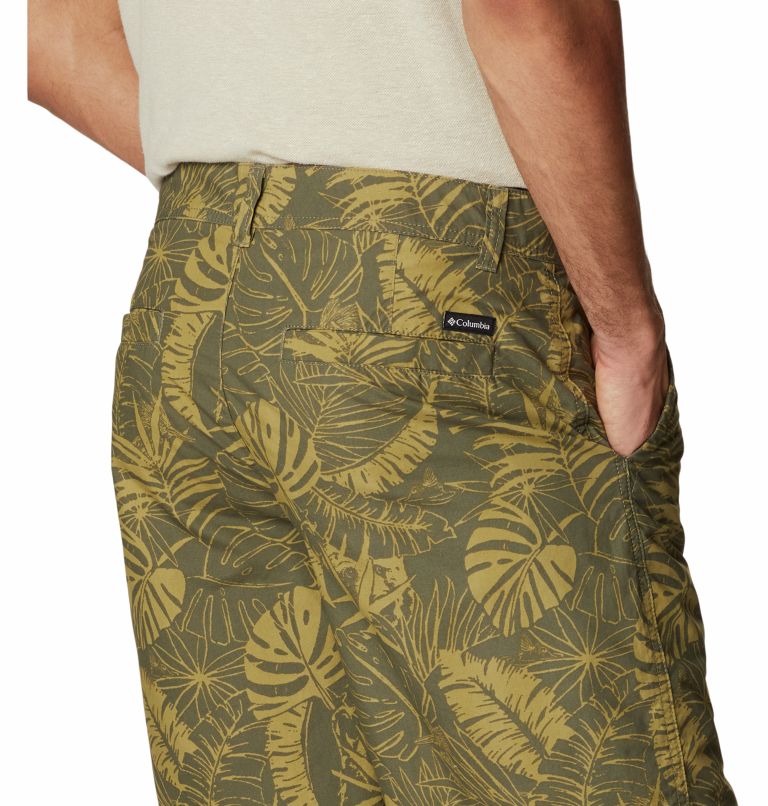 Men’s Washed Out Casual Printed Shorts, Color: Stone Green King Palms Print