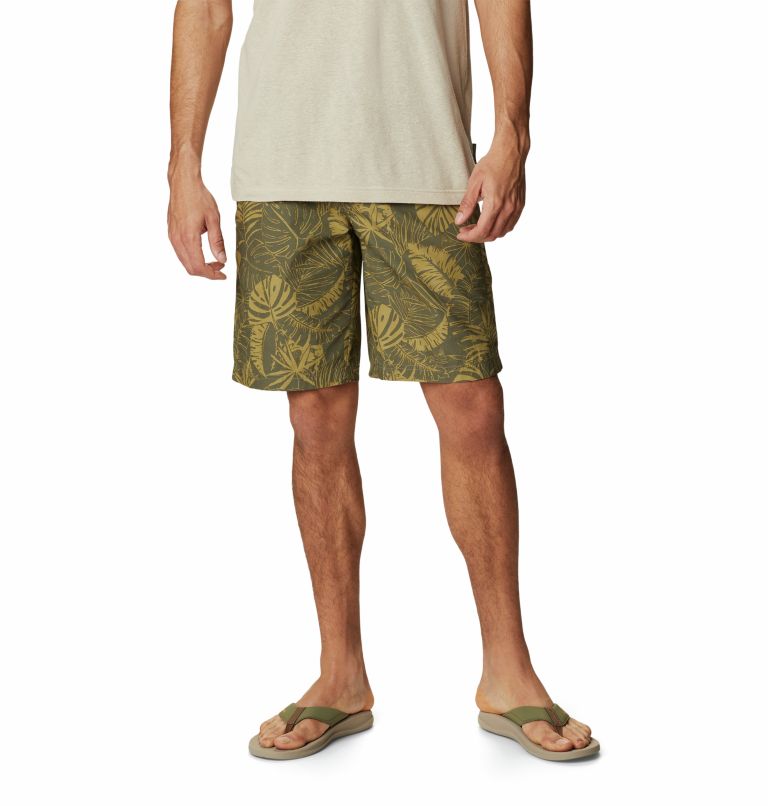 Pantaloncini casual stampati Washed Out da uomo, Color: Stone Green King Palms Print, image 1