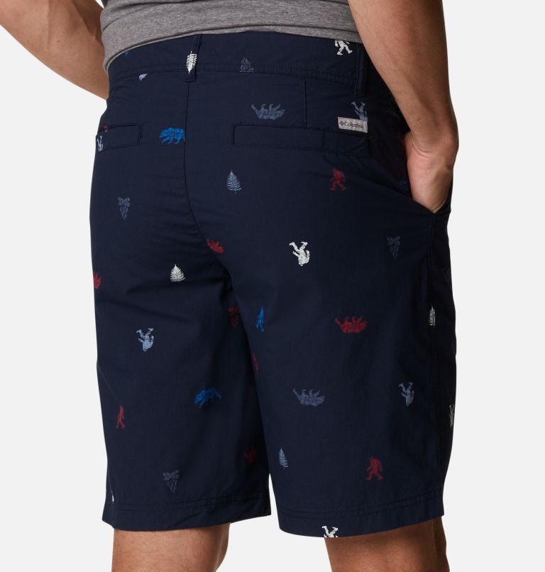 Men’s Washed Out Casual Printed Shorts, Color: Collegiate Navy Camp Social Multi Print