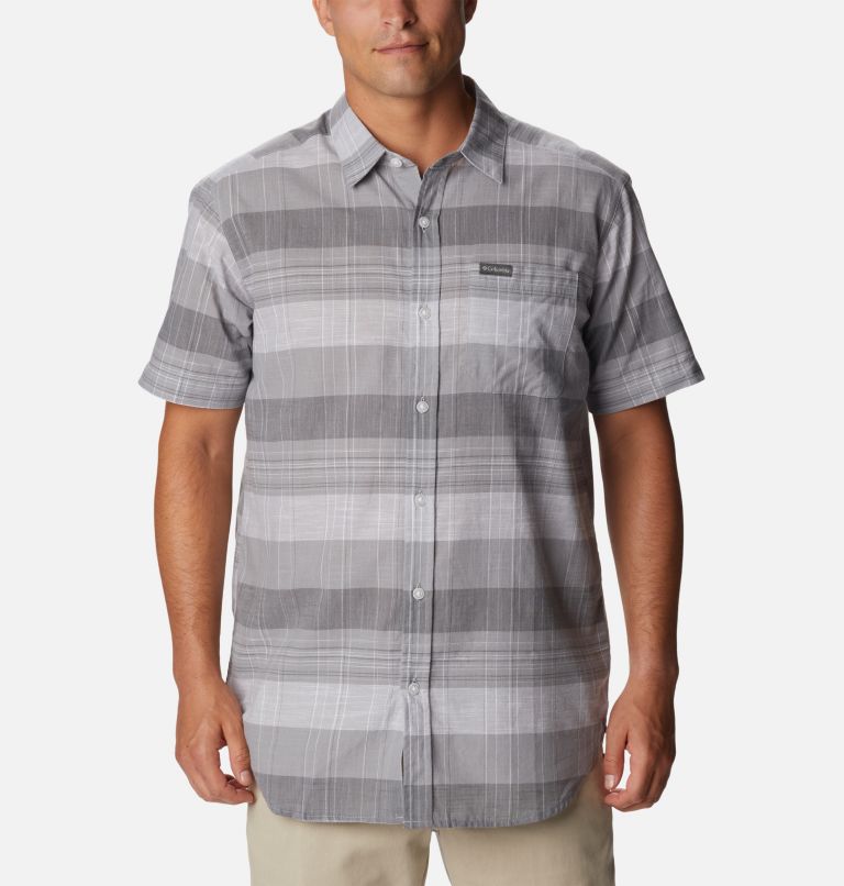 Men's Rapid Rivers Novelty Short Sleeve Shirt, Color: Columbia Grey Scattered Stripe, image 1