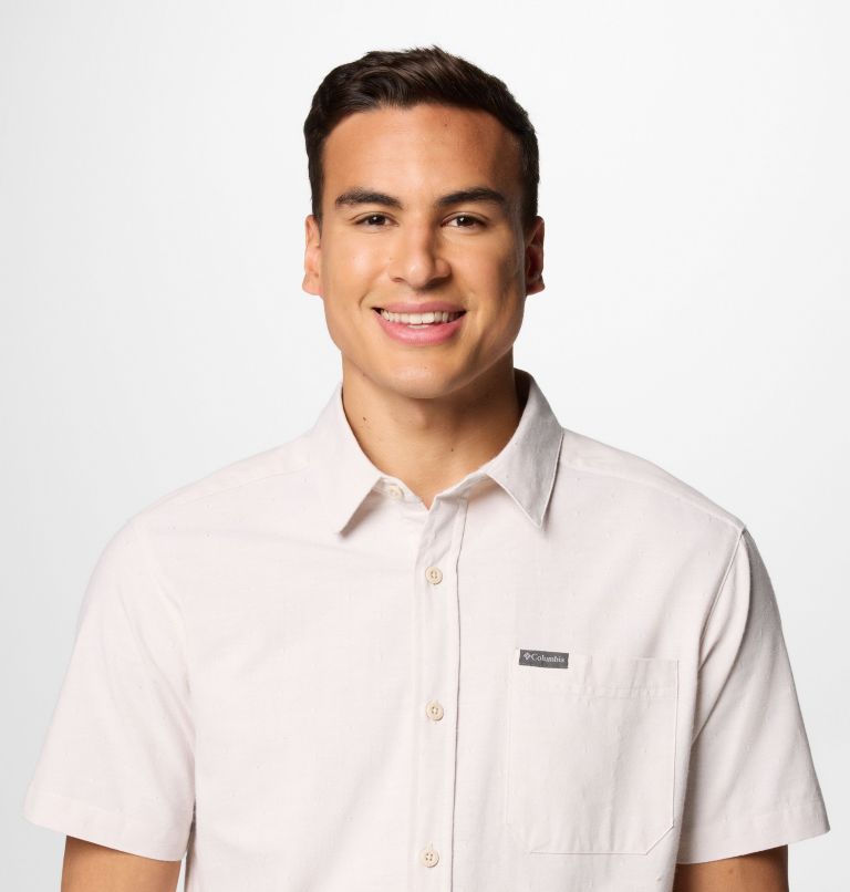 Men’s Rapid Rivers Technical Cotton Short Sleeve Shirt, Color: Dark Stone Diamond Dobby Chambray, image 4