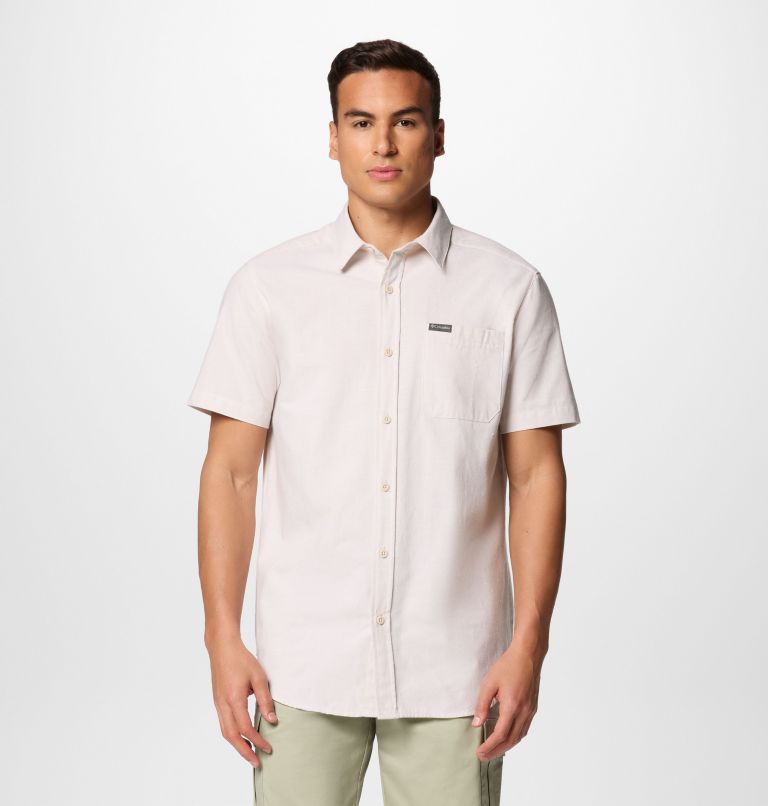 Men’s Rapid Rivers Technical Cotton Short Sleeve Shirt, Color: Dark Stone Diamond Dobby Chambray, image 1