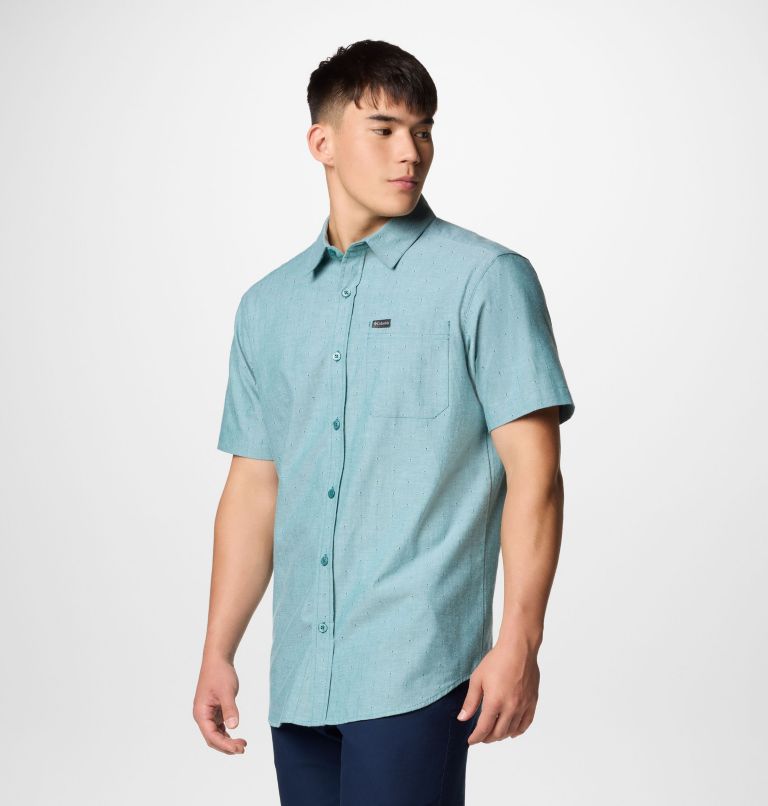 Men's Rapid Rivers Novelty Short Sleeve Shirt, Color: River Blue Diamond Dobby Chambray, image 4