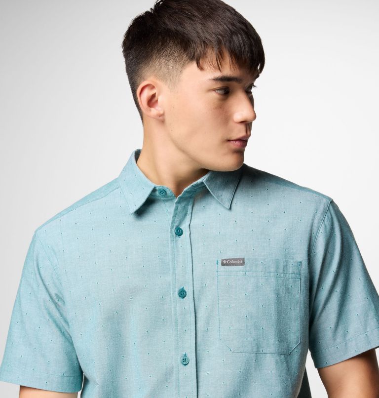 Men's Rapid Rivers Novelty Short Sleeve Shirt, Color: River Blue Diamond Dobby Chambray, image 5