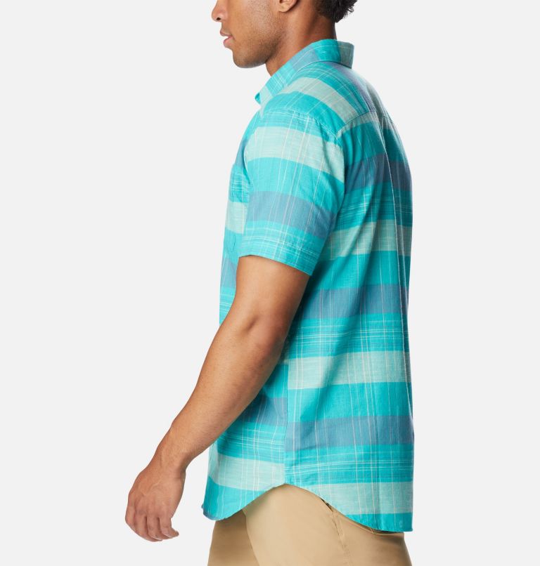 Thumbnail: Men's Rapid Rivers Novelty Short Sleeve Shirt, Color: Bright Aqua Scattered Stripe, image 3