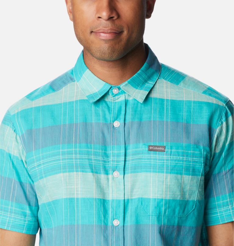 Men's Rapid Rivers Novelty Short Sleeve Shirt, Color: Bright Aqua Scattered Stripe, image 4
