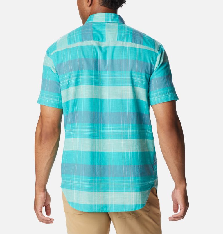 Men's Rapid Rivers Novelty Short Sleeve Shirt, Color: Bright Aqua Scattered Stripe, image 2
