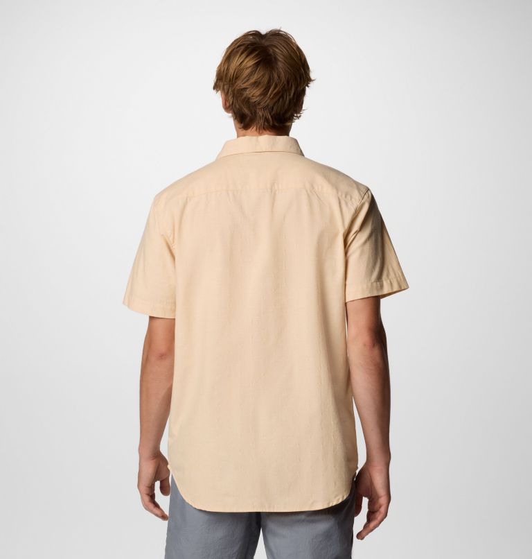 Men’s Rapid Rivers Technical Cotton Short Sleeve Shirt, Color: Sand Dune Diamond Dobby Chambray, image 3