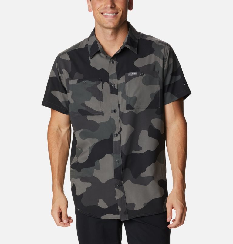 Thumbnail: Men's Utilizer Printed Woven Short Sleeve Shirt, Color: Black Mod Camo, image 1