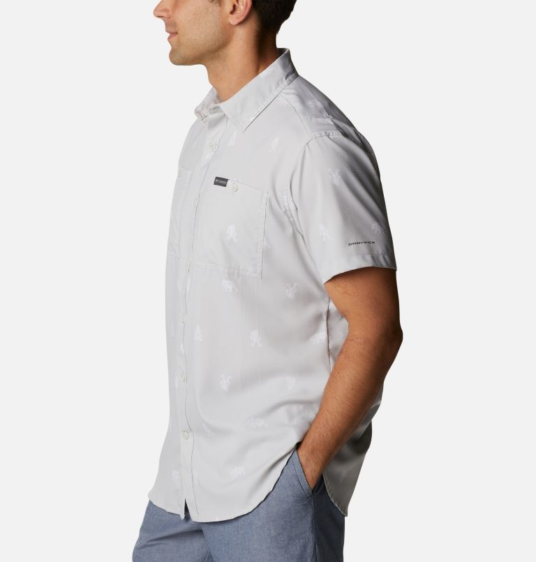 Men's Utilizer Printed Woven Short Sleeve Shirt, Color: Nimbus Grey Camp Social, image 3