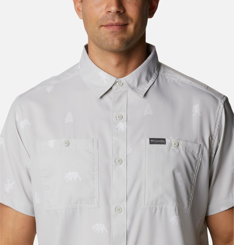 Men's Utilizer Printed Woven Short Sleeve Shirt, Color: Nimbus Grey Camp Social, image 4