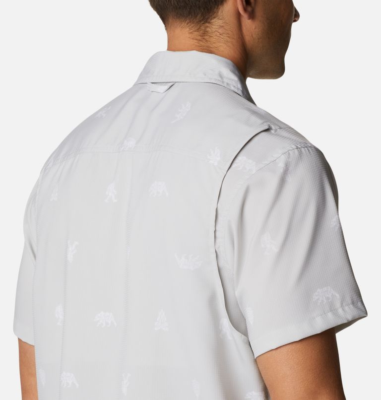 Men's Utilizer Printed Woven Short Sleeve Shirt, Color: Nimbus Grey Camp Social, image 5